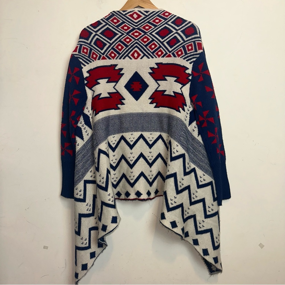 Karlie Sweater Women’s S/M Open Front Drape Cardigan Aztec Southwest Cowgirl Y2K